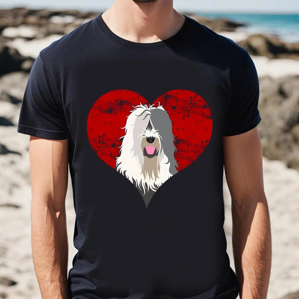 Old English Sheepdog Heart Valentine Day Dog T Shirt, Valentine Day Shirt, Valentines Day Gift, Couple Shirt