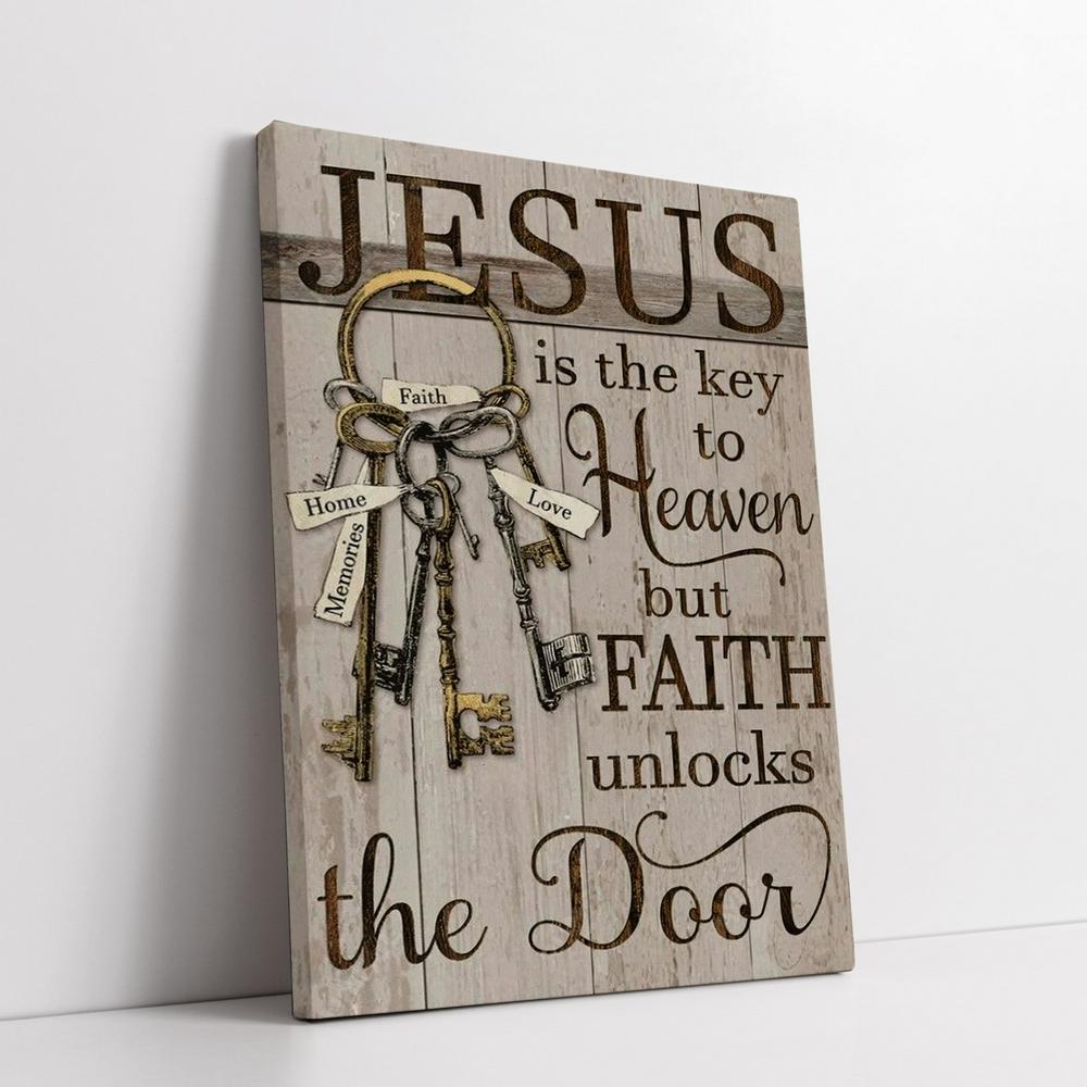 Old Keys, Vintage Door, Jesus Is The Key To Heaven Canvas Poster