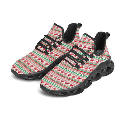 Party Knitted Christmas Print Pattern Black Max Soul Shoes For Men & Women, Best Running Shoes, Christmas Shoes Gift, Winter Sneakers