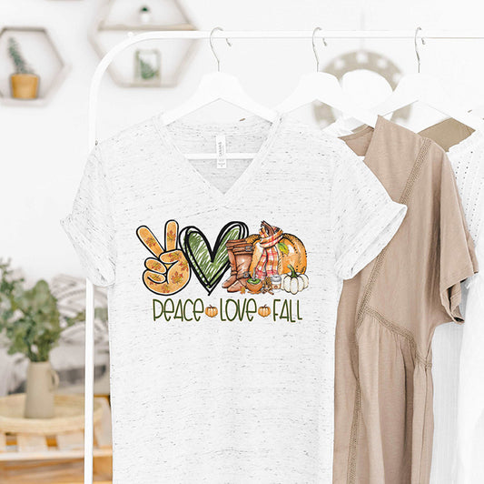 Peace Love Fall - marbl Funny Tshirt - Gifts For Your Best Friende