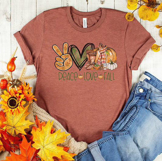 Peace Love Fall Shirt - heat Funny Tshirt - Gifts For Your Best Friendh