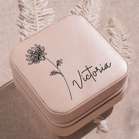 Personalized Travel Jewelry Case Bridal Party Gifts, Mother's Day Jewelry Box, Gift For Her, Travel Jewelry Case