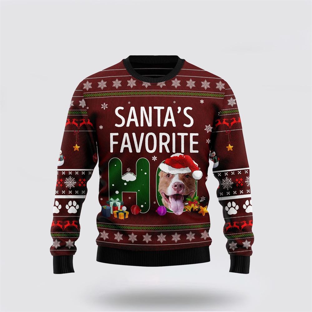 Pit Bull Favorite Ho Christmas Ugly Sweater, Christmas Gift For Dog Love, Christmas Fashion Winter