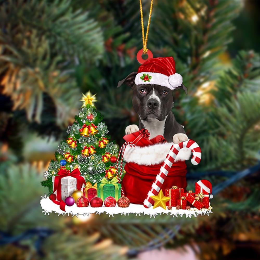 Pit Bull Gift Bag Merry Christmas Ornament, Christmas Tree Decoration, Car Ornament Accessories, Christmas Ornaments 2023