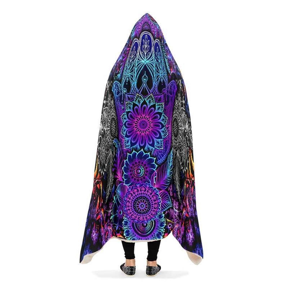 Powerful Hamsa Hand Hooded Blanket, Hippie Hooded Blanket, In Style Mandala, Hippie, Cozy Vibes, Mandala Gift
