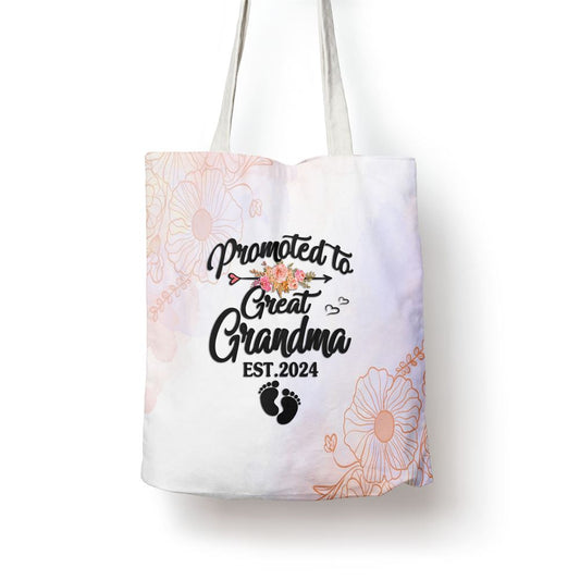 Promoted To Great Grandma 2024 Pregnancy Announcement Tote Bag, Mother's Day Tote Bag, Mother's Day Gift, Shopping Bag For Women