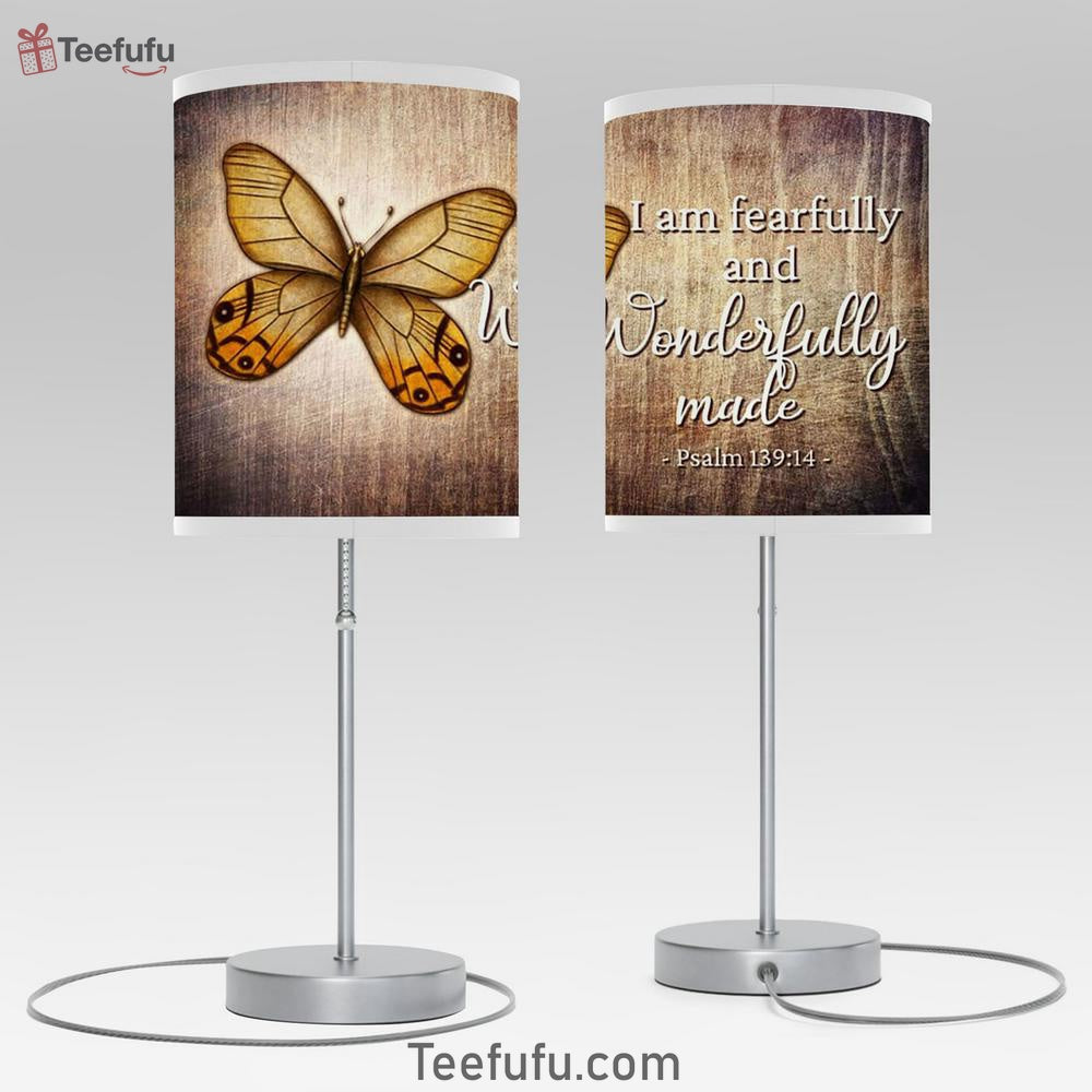 Psalm 139 14 I Am Fearfully And Wonderfully Made Butterfly Room Decor Table Lamp - Christian Room Decor Decor - Scripture Table Lamp Prints