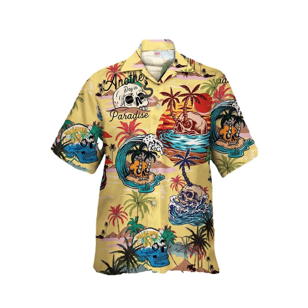 Psychedelic Hippie Vintage Skull Parasise Beach Hawaiian Shirt, Hippie Hawaiian Shirt, Hippie Shirt, Beach Shirt, Aloha Shirt