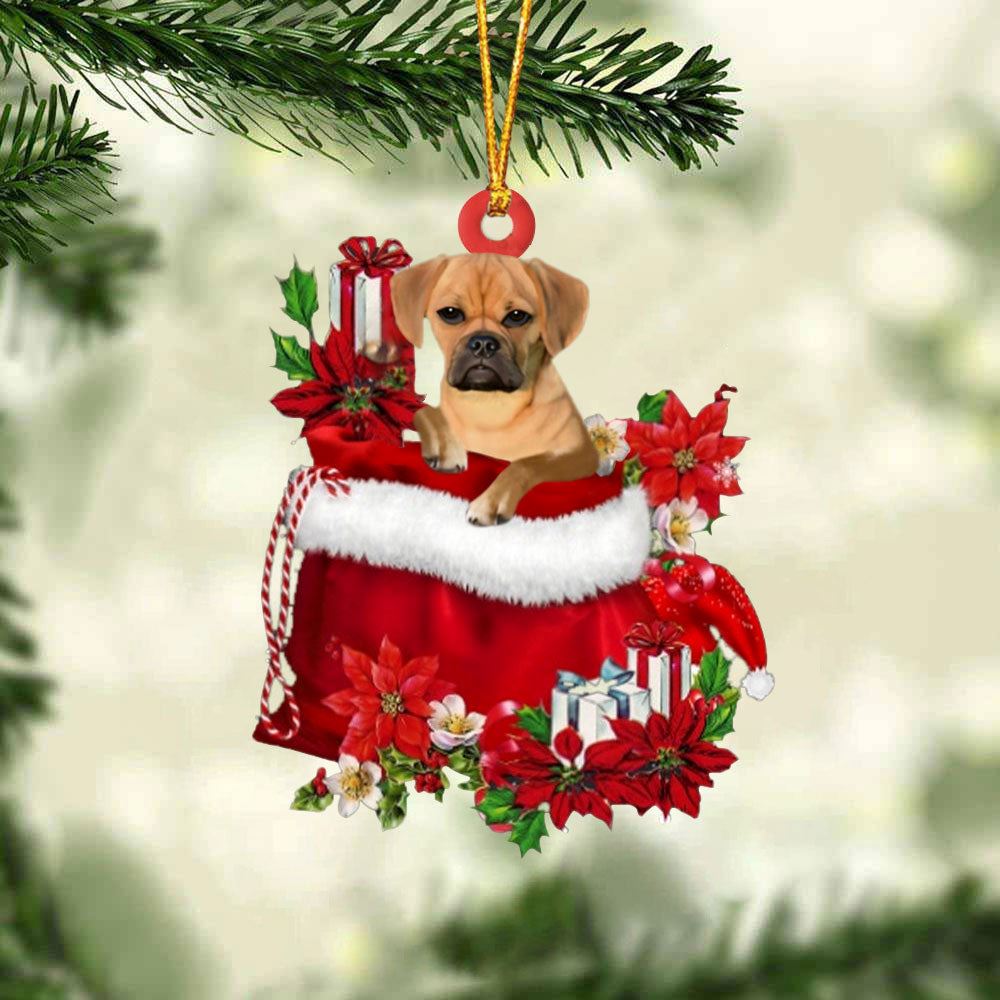 Puggle In Gift Bag Christmas Ornament, Christmas Tree Decoration, Car Ornament Accessories, Christmas Ornaments 2023