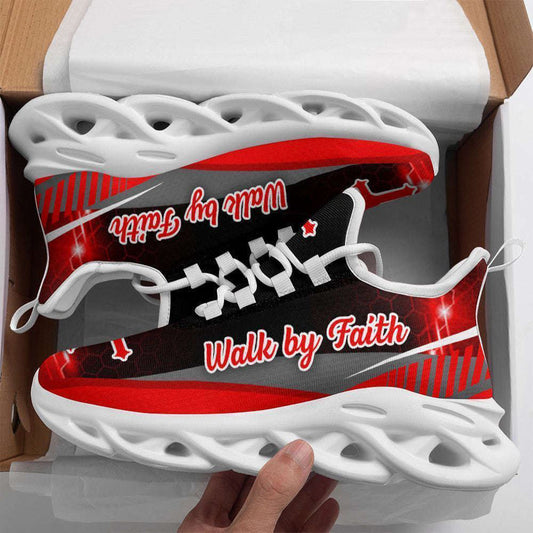Red Jesus Walk By Faith Running Shoes Max Soul Shoes, Christian Soul Shoes, Jesus Running Shoes, Fashion Shoes