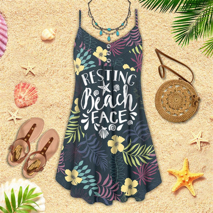 Resting Beach Face Spaghetti Strap Summer Dress For Women On Beach Vacation, Hippie Dress, Hippie Beach Outfit