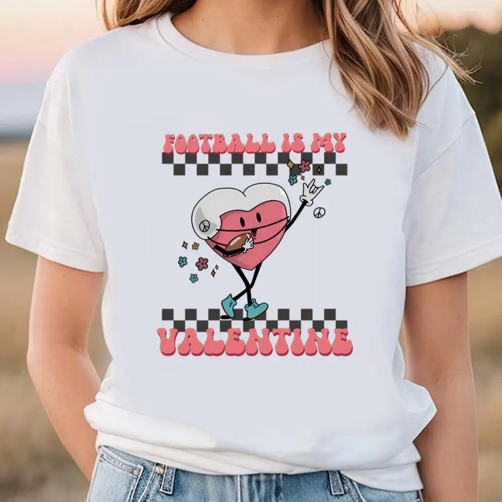 Retro Football Valentine Shirt, Football Heart Player T Shirt, Valentine Day Shirt, Valentines Day Gift, Couple Shirt