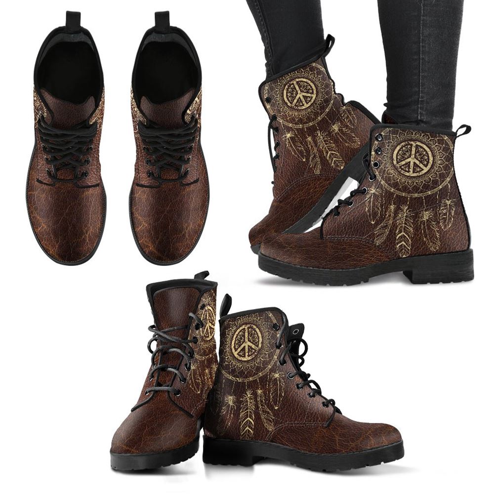 Rustic Dreamcatcher Leather Boots For Men And Women, Gift For Hippie Lovers, Hippie Boots, Lace Up Boots