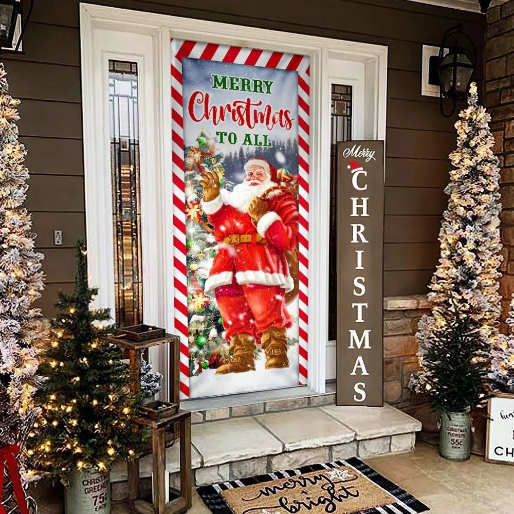 Santa Claus Christmas Door Cover, Merry Christmas To All, Xmas Door Covers, Christmas Gift, Christmas Door Coverings