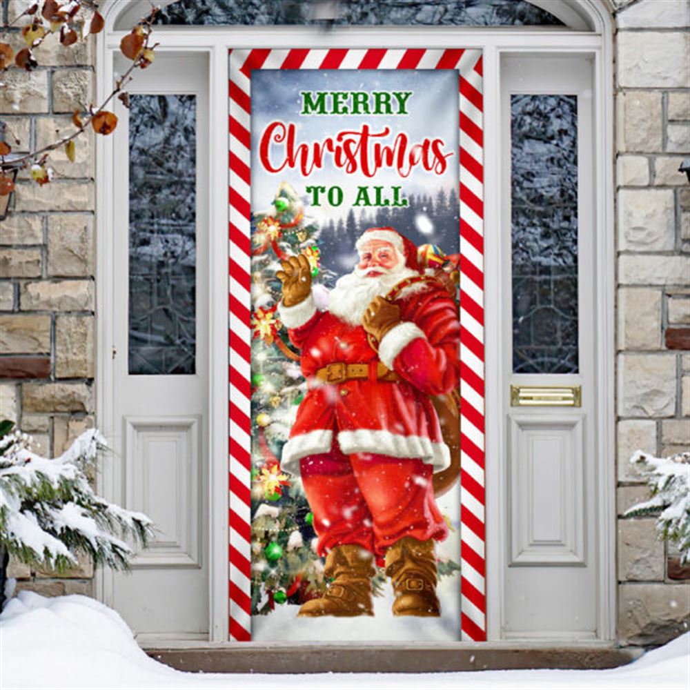 Santa Claus Christmas Door Cover, Merry Christmas To All, Xmas Door Covers, Christmas Gift, Christmas Door Coverings