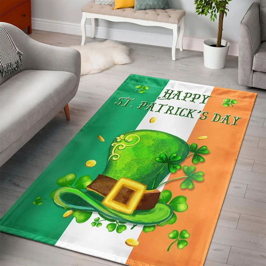 Shamrock Leprechaun's Hat Day Rug, St Patrick's Day Rug, Clover Rug For Irish Decor, Green Rug