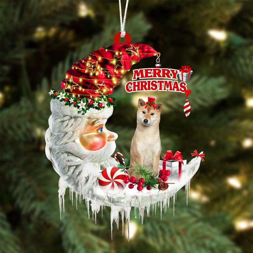 Shiba Inu On The Moon Merry Christmas Hanging Ornament, Christmas Tree Decoration, Car Ornament Accessories, Christmas Ornaments 2023