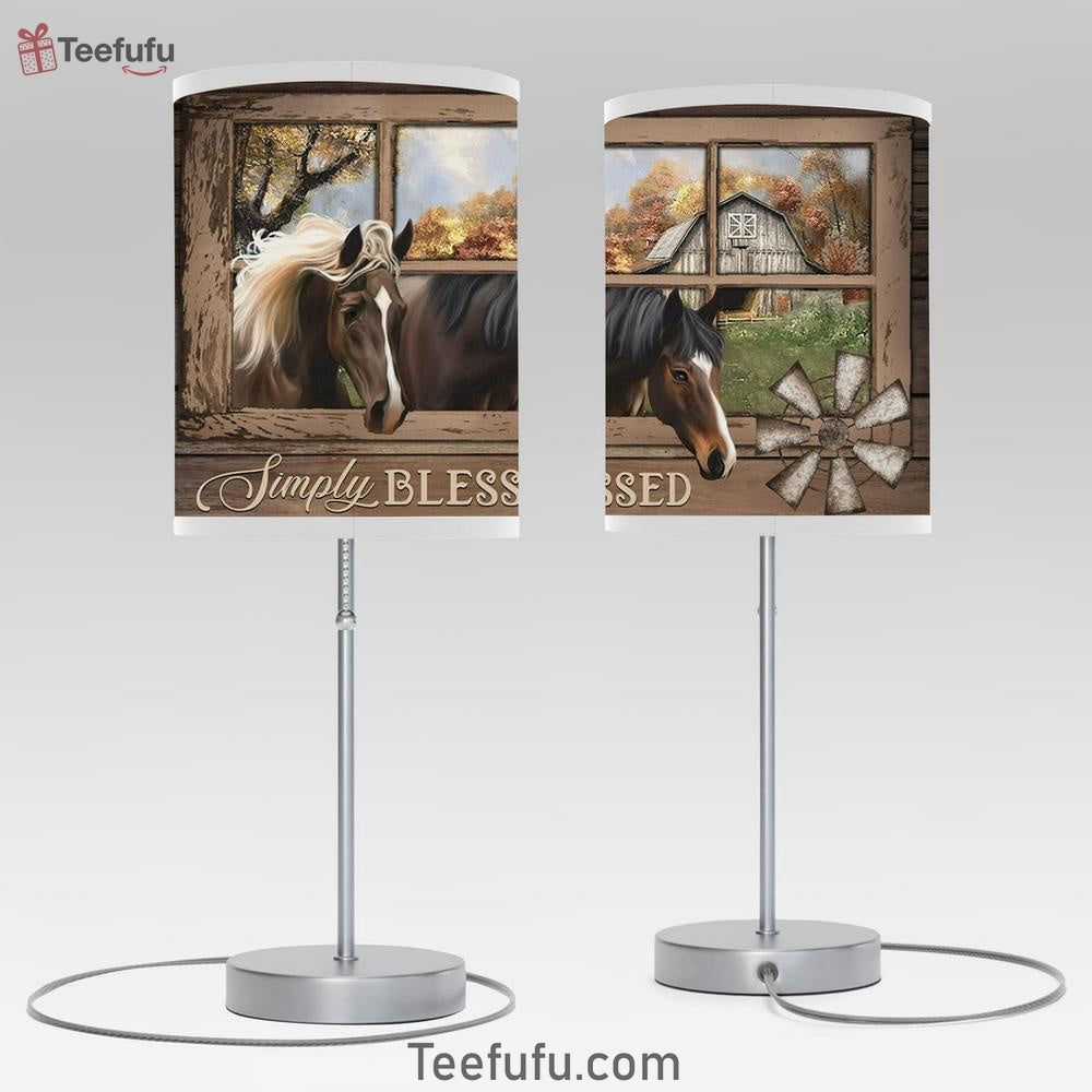 Simply Blessed Two Horses Window Table Lamp Prints - Christian Room Decor - Religious Home Decor