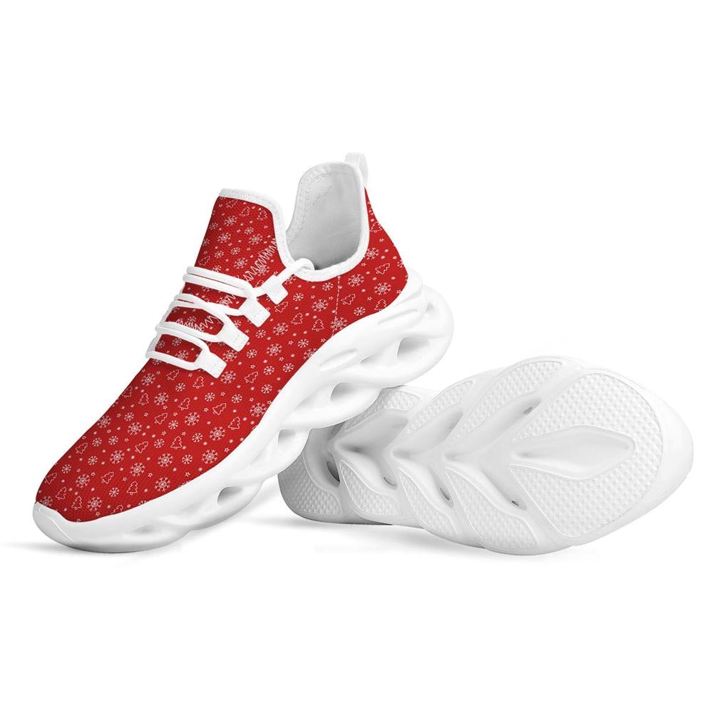 Snowflake Christmas Print Pattern White Max Soul Shoes For Men & Women, Best Running Shoes, Christmas Shoes Gift, Winter Sneakers