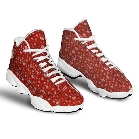 Snowflakes Merry Christmas Print Pattern Jd13 Shoes For Men & Women, Christmas Basketball Shoes, Gift Christmas Shoes, Winter Fashion Shoes
