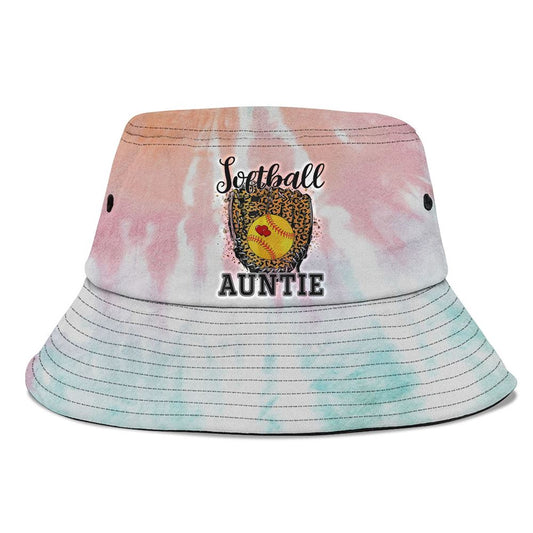 Softball Auntie Leopard Game Day Aunt Mother Bucket Hat, Mother's Day Bucket Hat, Mother's Day Gift, Sun Protection Hat For Women