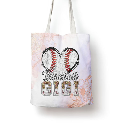Softball Baseball Gigi Heart Leopard Print Mothers Day Tote Bag, Mother's Day Tote Bag, Mother's Day Gift, Shopping Bag For Women