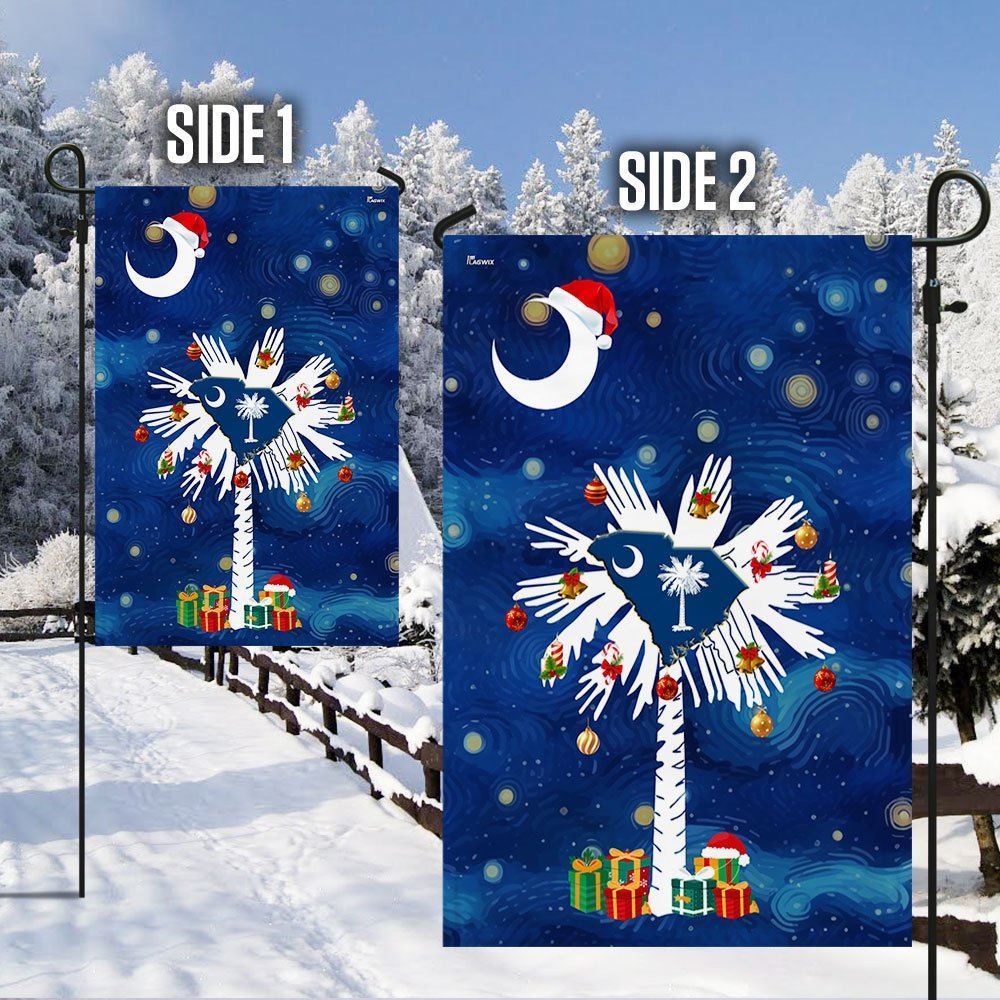 South Carolina Christmas Starry Night Christmas Flag, Christmas Gift, Christmas Garden Flags, Christmas Outdoor Flag