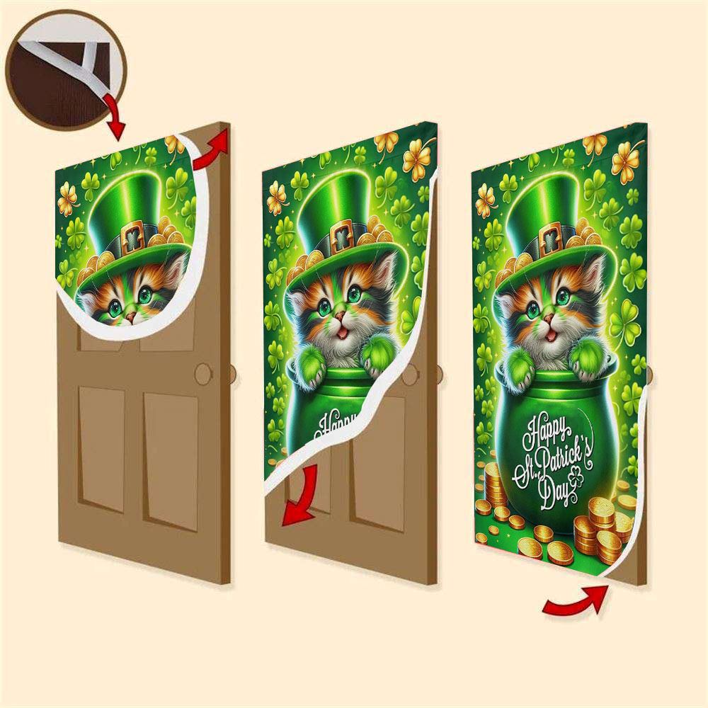 St Patrick's Day Cat Door Cover, Hold The Clovers, St Patrick's Day Door Cover, St Patrick's Day Door Decor, Irish Decor