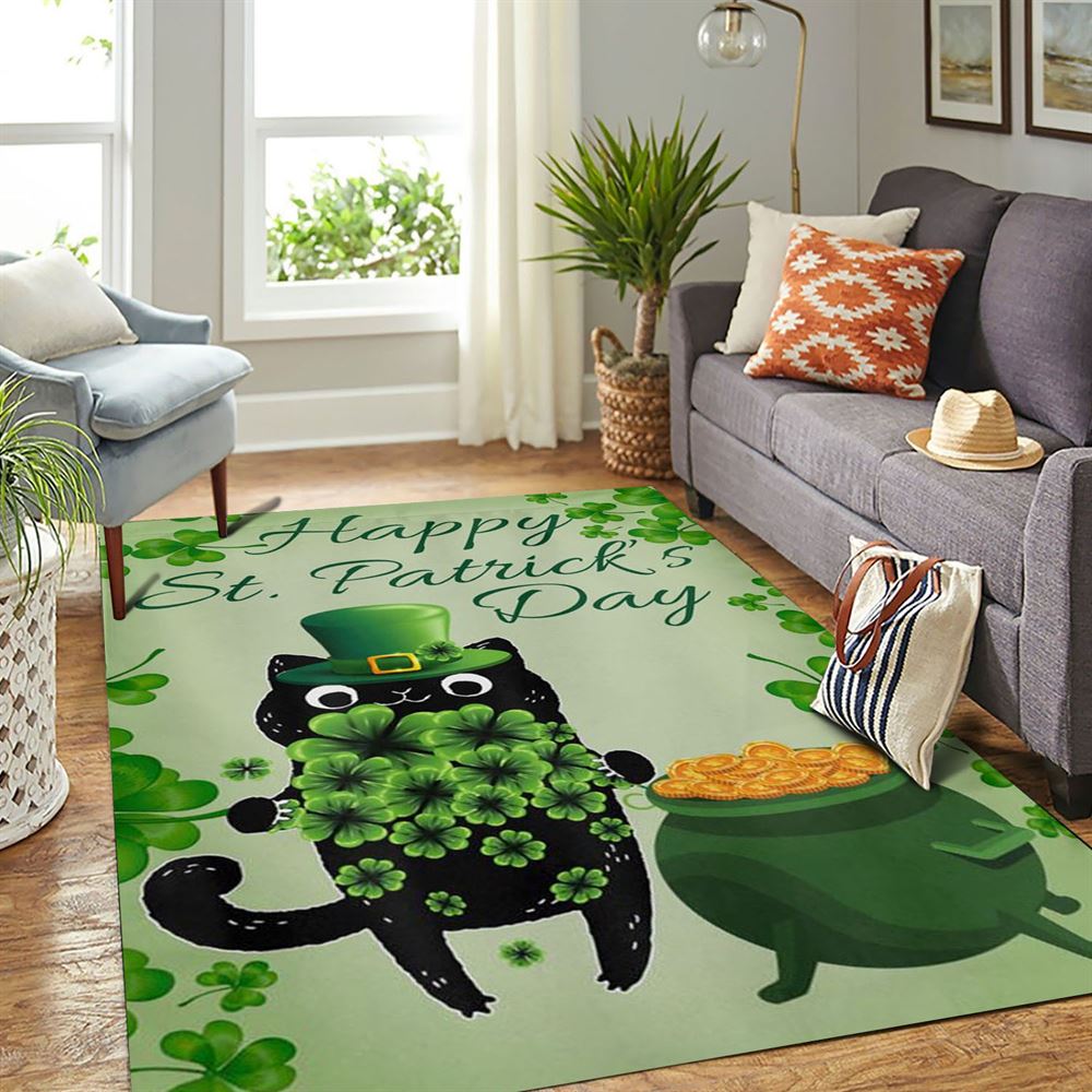 St Patrick's Day Cat Rug, Hold The Clovers, St Patrick's Day Rug, Clover Rug For Irish Decor, Green Rug