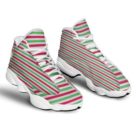 Striped Merry Christmas Print Pattern Jd13 Shoes For Men & Women, Christmas Basketball Shoes, Gift Christmas Shoes, Winter Fashion Shoes