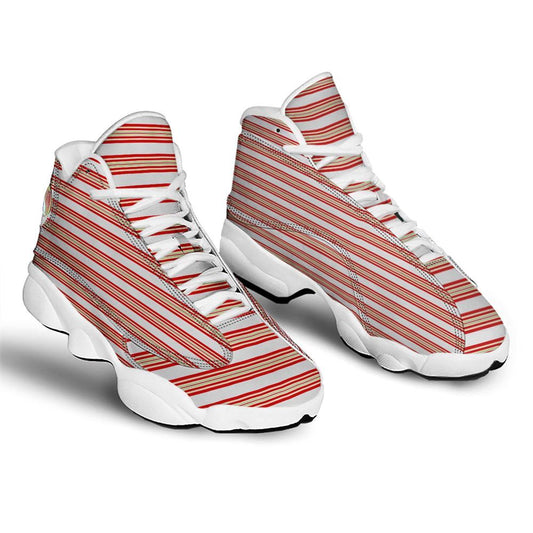Stripes Merry Christmas Print Pattern Jd13 Shoes For Men & Women, Christmas Basketball Shoes, Gift Christmas Shoes, Winter Fashion Shoes