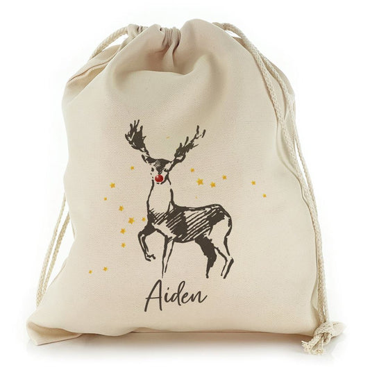 Stylish Text and Red Nose Reindeer Star Sketch Christmas Sack, Christmas Bag Gift, Christmas Tree Decoration Ideas, Christmas Gift 2023