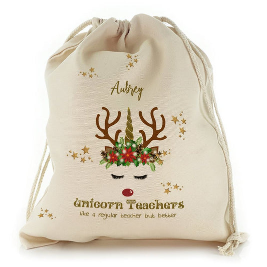 Teachers Name and Decorated Reindeer Unicorn Christmas Sack, Christmas Bag Gift, Christmas Tree Decoration Ideas, Christmas Gift 2023