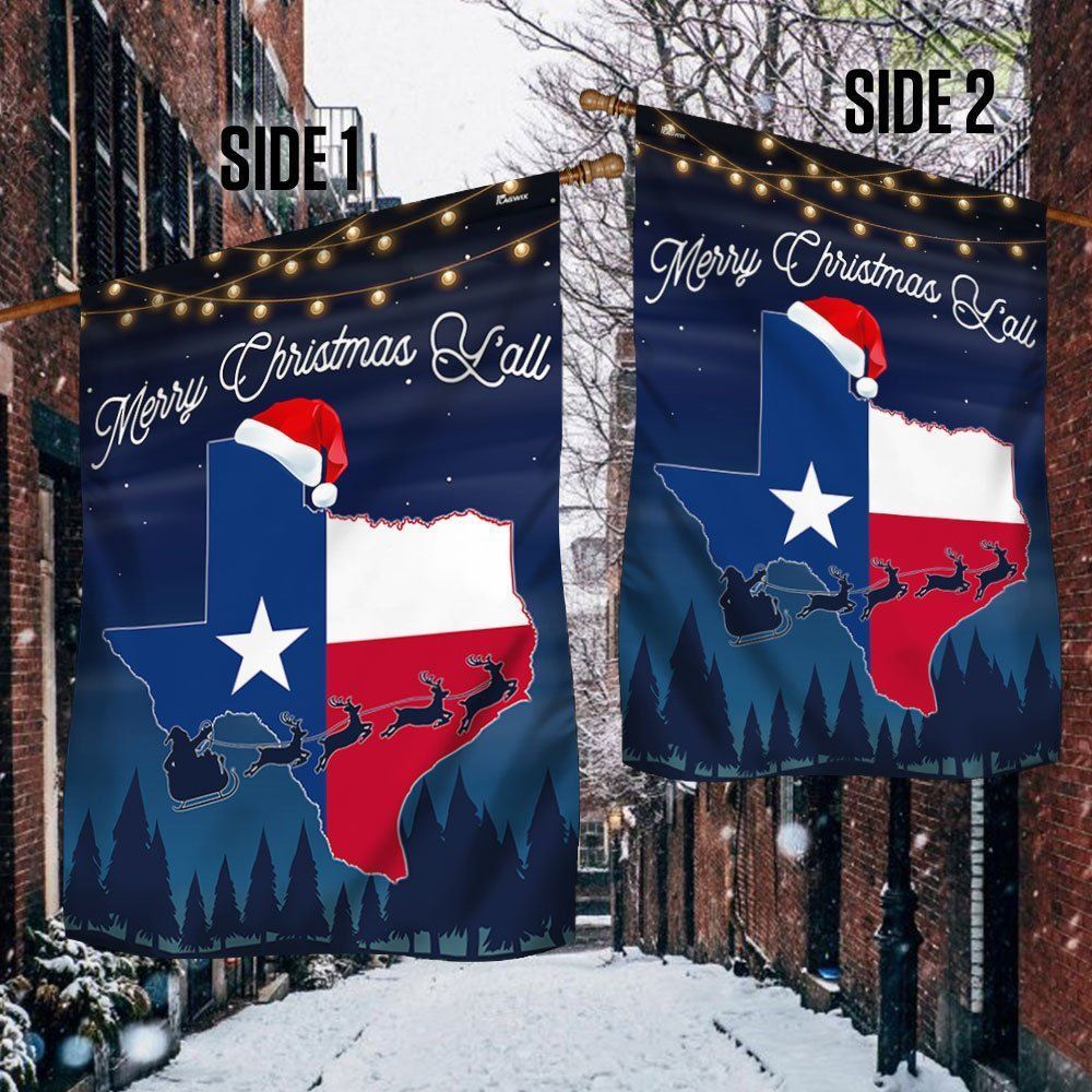 Texas Merry Christmas Y'all Christmas Flag, Christmas Gift, Christmas Garden Flags, Christmas Outdoor Flag