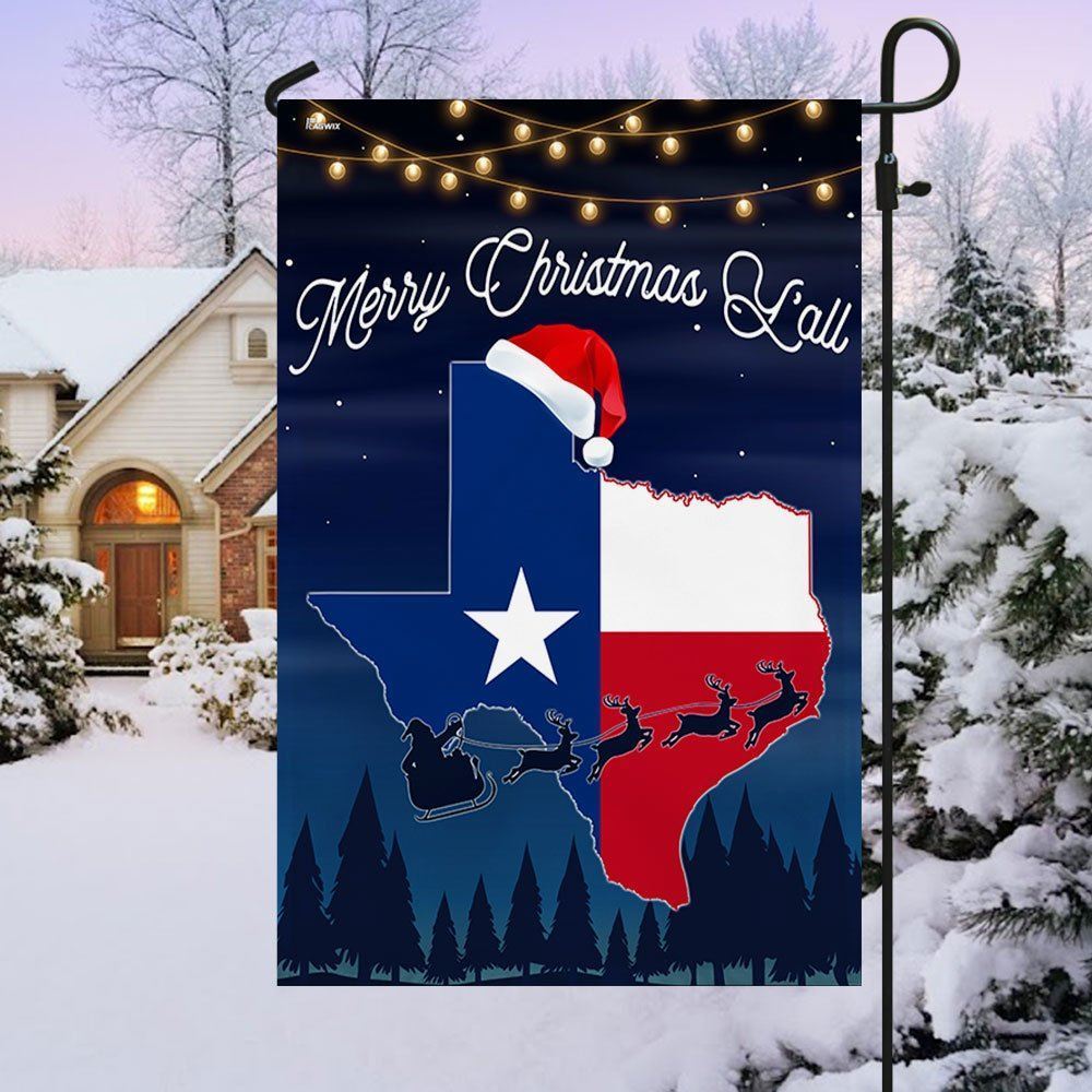 Texas Merry Christmas Y'all Christmas Flag, Christmas Gift, Christmas Garden Flags, Christmas Outdoor Flag