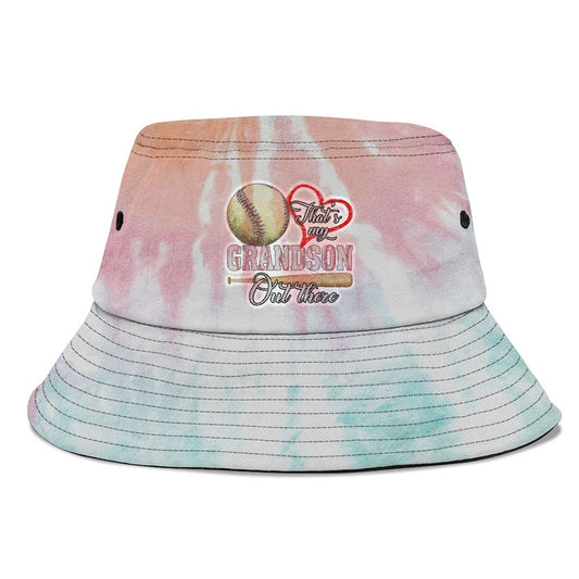 Thats My Grandson Out There Baseball Grandma Mothers Day Bucket Hat, Mother's Day Bucket Hat, Mother's Day Gift, Sun Protection Hat For Women