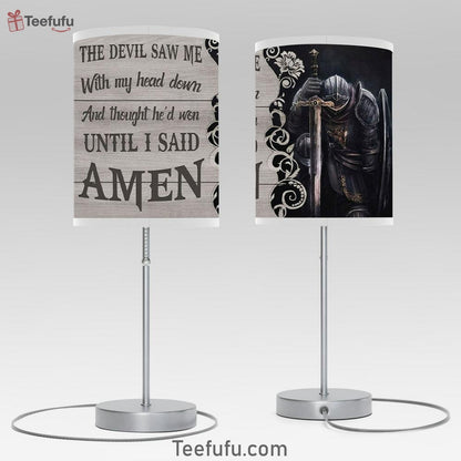 The Devil Saw Me With My Head Down Knight Kneeling Table Lamp Bedroom Decor - Christian Room Decor