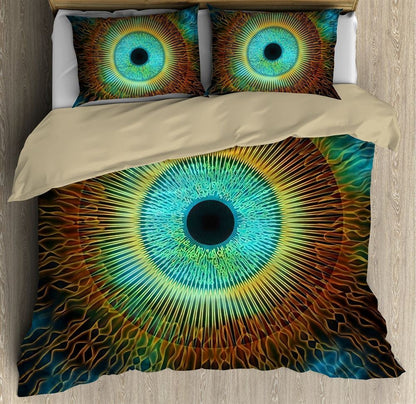 The Hippie Eyes Quilt Bedding Set, Boho Bedding Set, Soft Comfortable Quilt, Hippie Home Decor