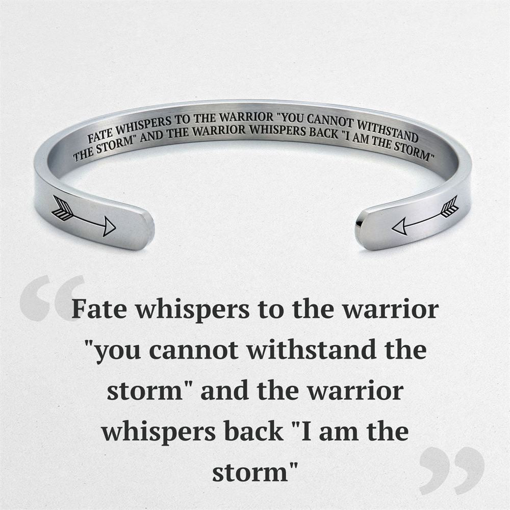 The Warrior Whispers Back I Am The Storm Personalized Cuff Bracelet, Christian Bracelet For Women, Bible Jewelry, Mother's Day Jewelry