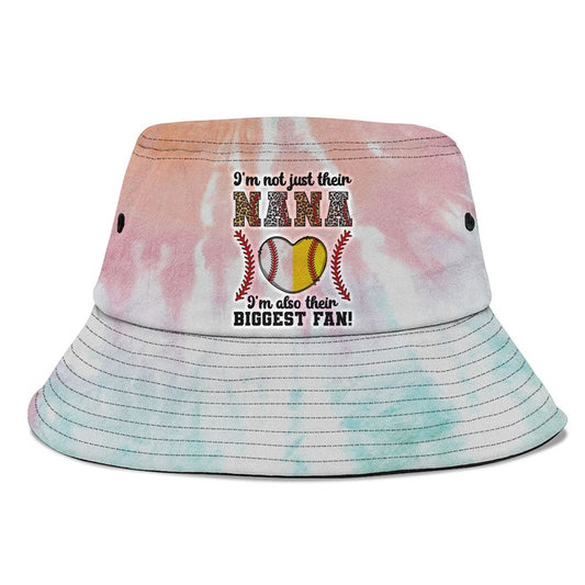 Their Biggest Fan Nana Softball Baseball Nana Grandma Premium Bucket Hat, Mother's Day Bucket Hat, Mother's Day Gift, Sun Protection Hat For Women
