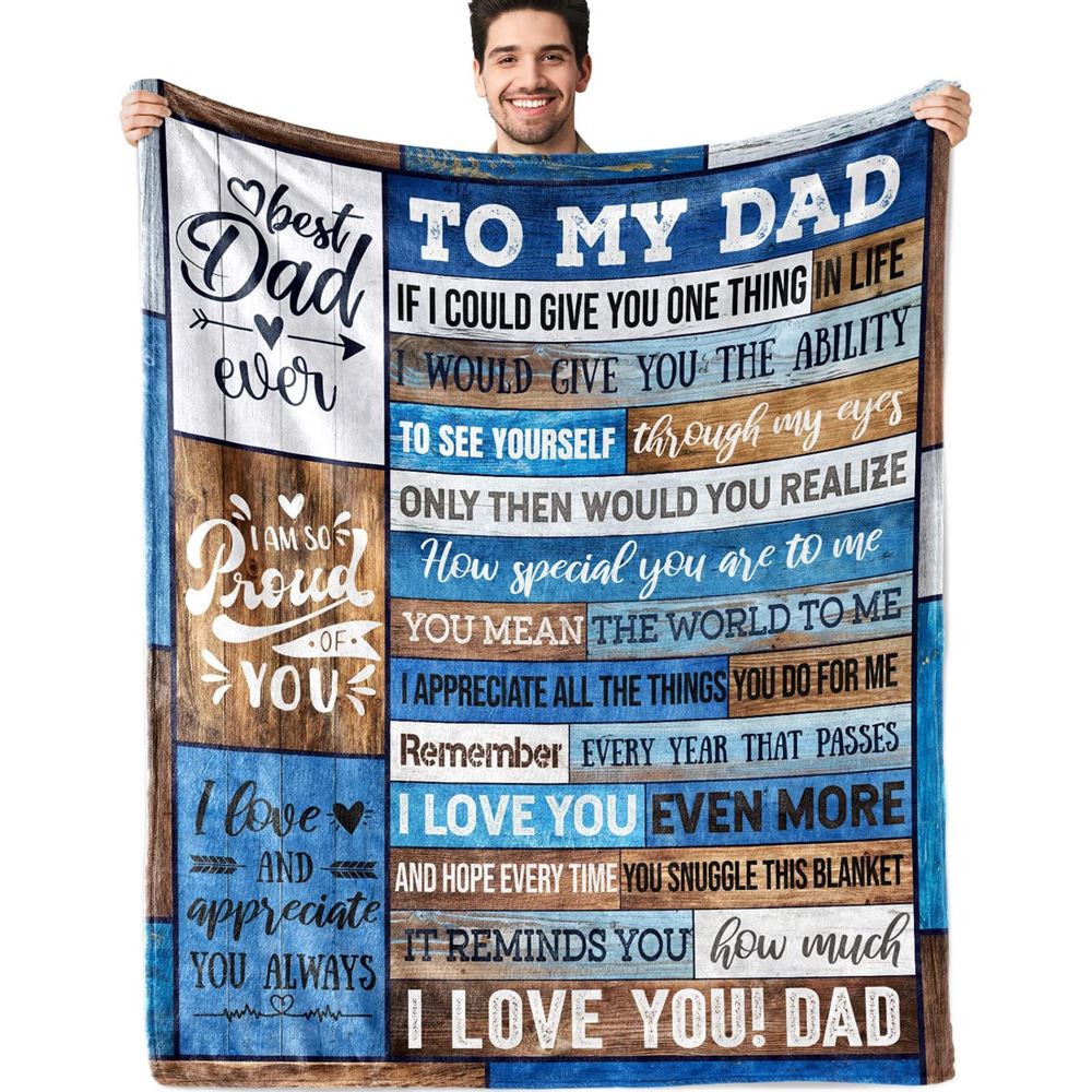 To My Dad Throw Blanket from Daughter Son Best Dad Gifts Soft Throw Blanket Father's Day Valentines Day Gifts for Dad, Valentine Blanket