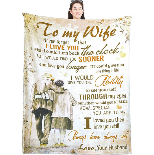 To My Wife Blanket from Husband Wife Gift Ideas Anniversary Romantic Valentine's Days for Wife, Valentine Blanket