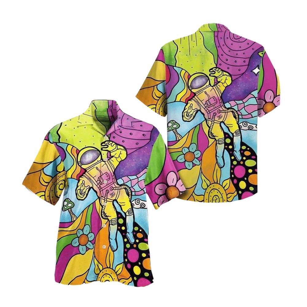 Trippy Astronaut In The Ocean Hippie Galaxy Hawaiian Shirt, Hippie Hawaiian Shirt, Hippie Shirt, Beach Shirt, Aloha Shirt