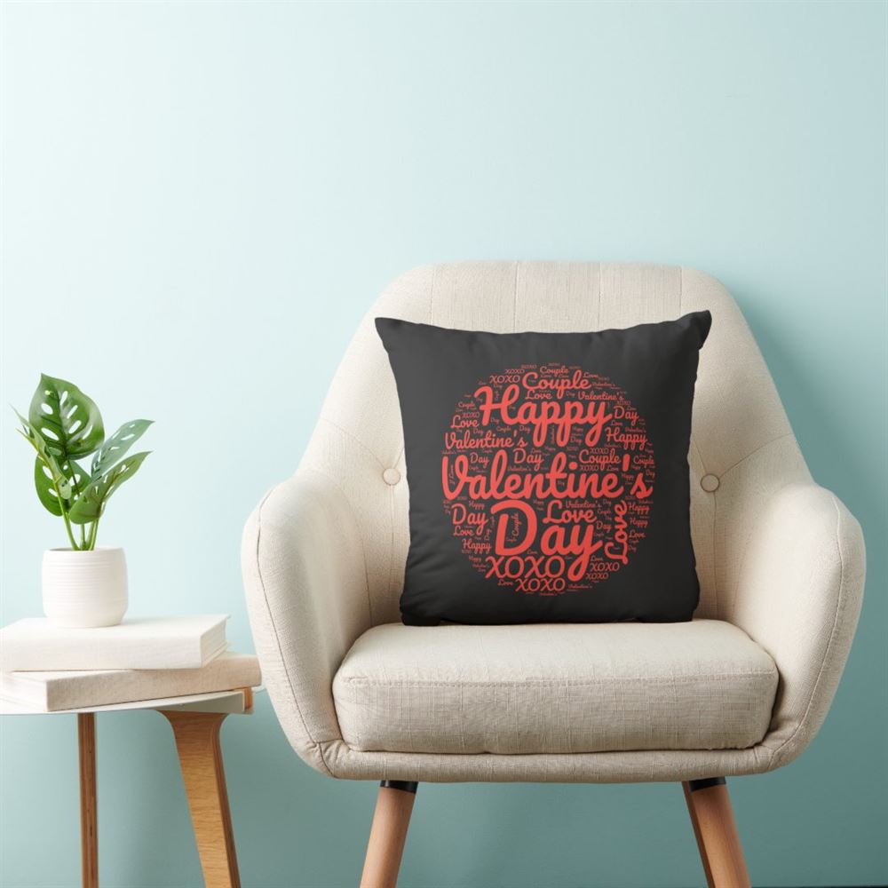 Valentine Pillow, Happy Valentine's Day Xoxo Custom Names Color Throw Pillow, Heart Throw Pillow, Valentines Day Decor