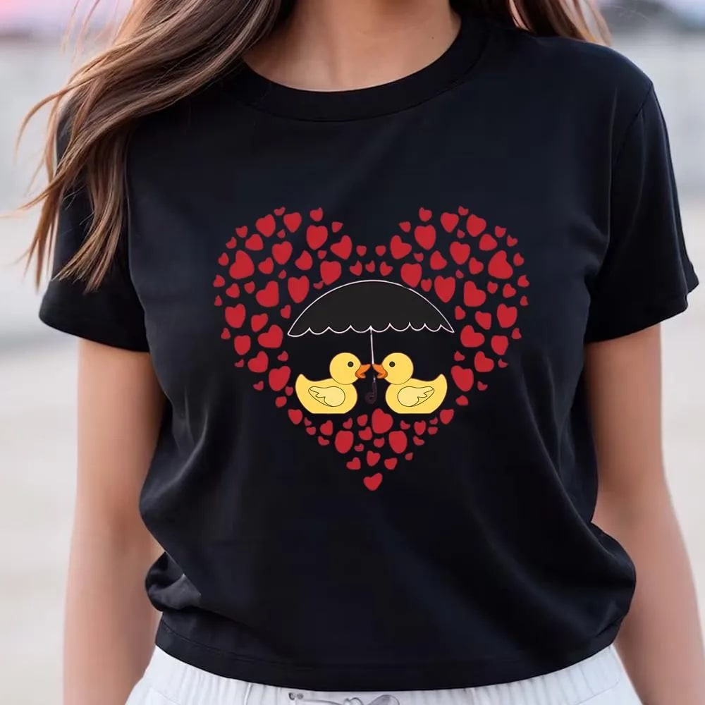 Valentine Rubber Ducks T Shirts Heart Rain Gifts, Valentine Day Shirt, Valentines Day Gift, Couple Shirt