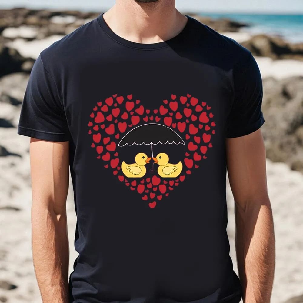 Valentine Rubber Ducks T Shirts Heart Rain Gifts, Valentine Day Shirt, Valentines Day Gift, Couple Shirt