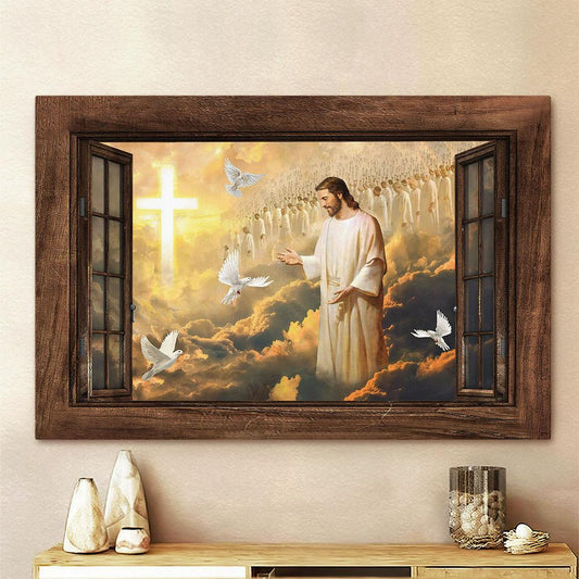 Walking With Jesus White Dove Heaven Canvas Art - Bible Verse Wall Art - Wall Decor Christian