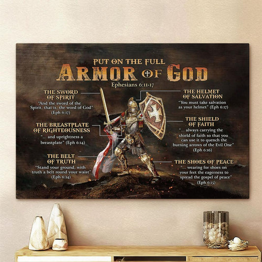 Warrior Of God Put On The Full Armor Of God Canvas Art - Bible Verse Wall Art - Wall Decor Christian