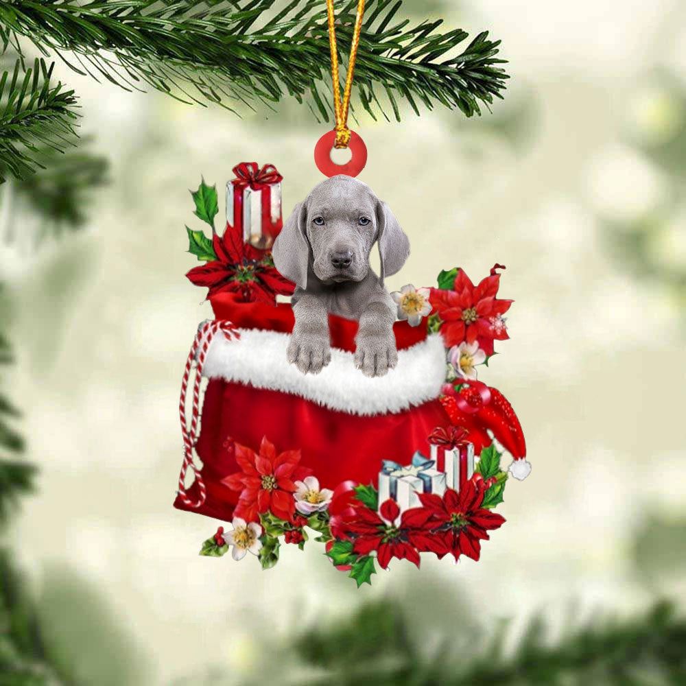 Weimaraner In Gift Bag Christmas Ornament, Christmas Tree Decoration, Car Ornament Accessories, Christmas Ornaments 2023