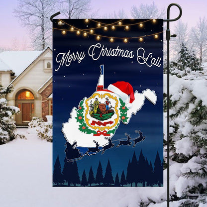 West Virginia State Merry Christmas Y'all Christmas Flag, Christmas Gift, Christmas Garden Flags, Christmas Outdoor Flag